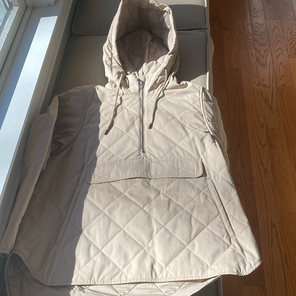 Banana Republic Quilted Half Zip Anorak Jacket Coat NEW XS Tan Beige - Picture 8 of 14